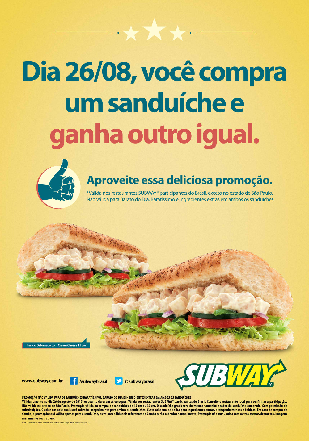 Subway comemora Dia Mundial do Sanduíche com promoção e doação