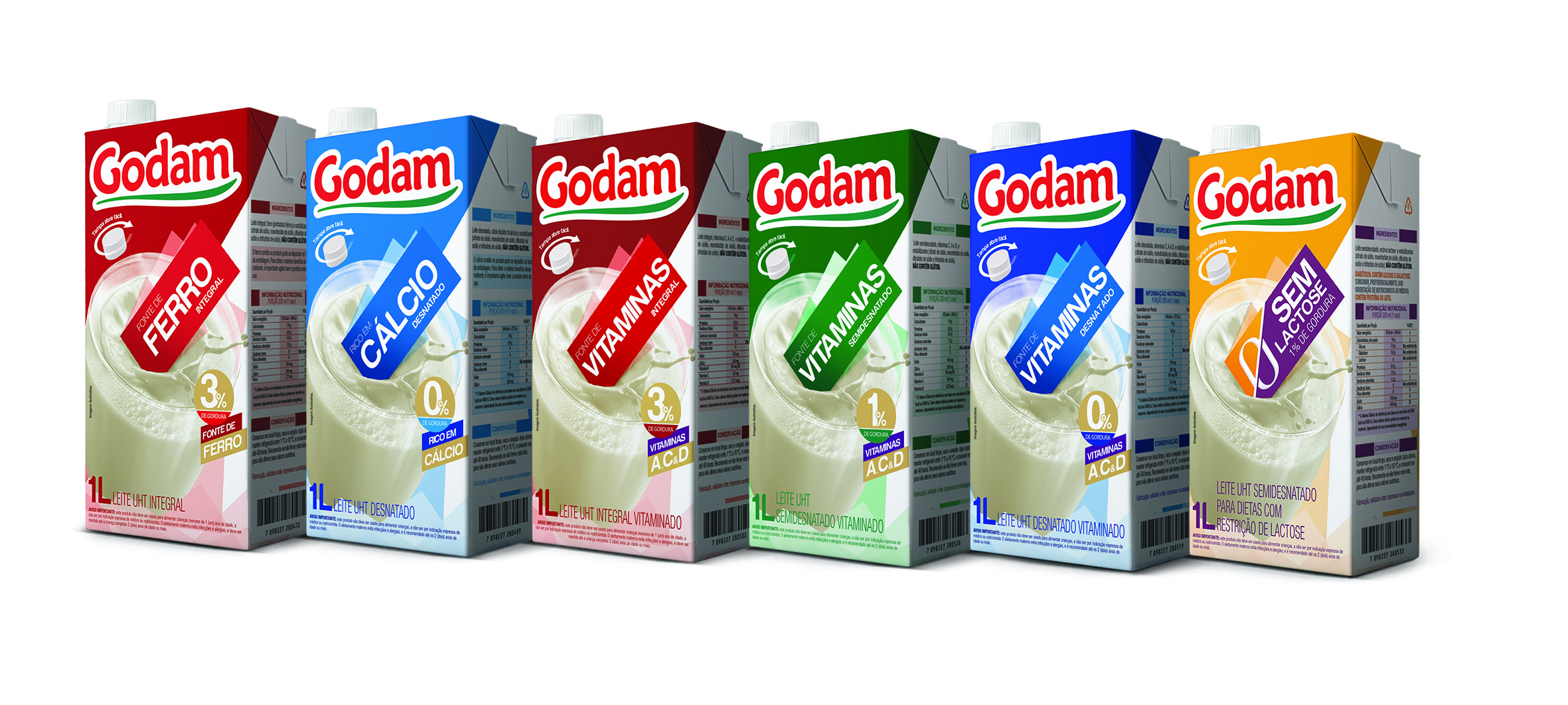 Godam lança linha de leites vitaminados, enriquecidos com cálcio, com ferro e sem lactose